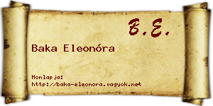 Baka Eleonóra névjegykártya